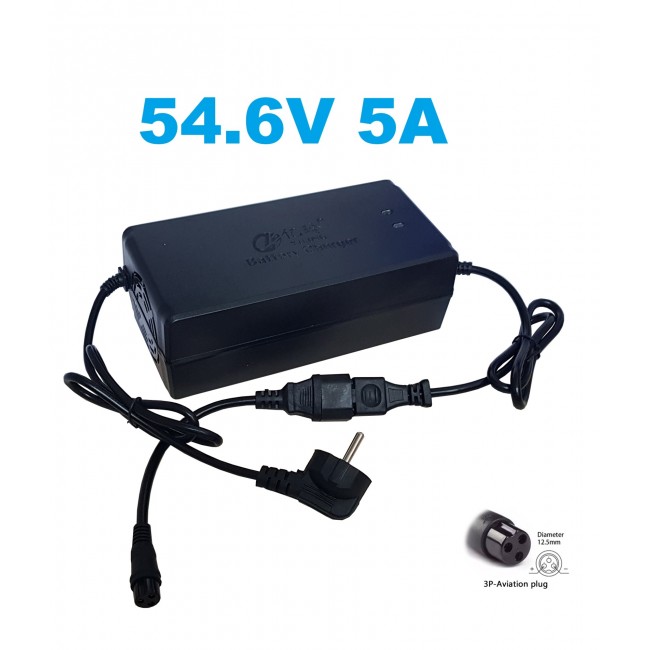 Зарядное устройство для электровелосипеда 54,6V 5A 3P-Aviation plug GX12 mm